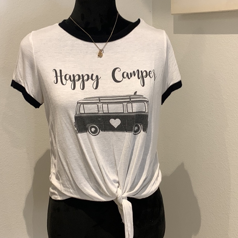 Women’s “Happy Camper” Tied Up Crop Top ‼️FINAL SALE‼️